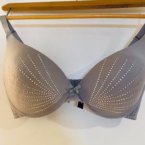 Grey Rhinestone-like Bra